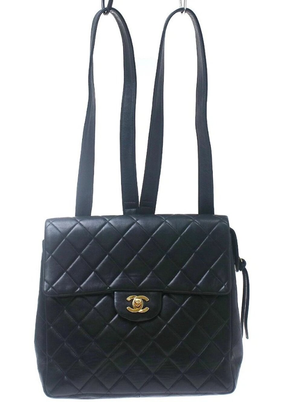 Best08 Chanel Black Lambskin Classic Flap Backpack NQ11738